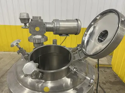50 GALLON X 2 HP FELDMEIER STAINLESS STEEL HEATED TANK WITH AGITATION: STOCK #22121