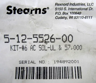 NEW STEARNS 5-12-5526-00 SOLENOID KIT #6 512552600