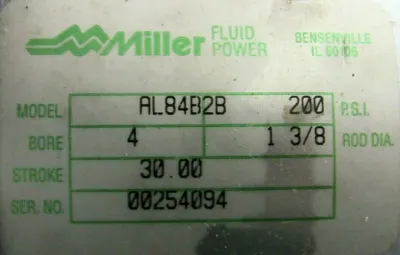 NEW MILLER AL84B2B CYLINDER 4×1-3/8×30.00
