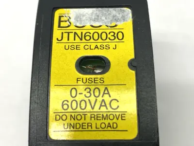 USED BUSSMANN FUSE BLOCK CLASS J 30A 600VAC