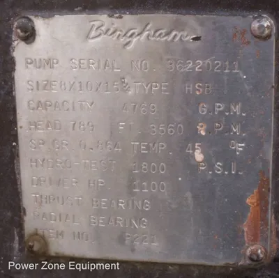 USED SULZER BINGHAM 8X10X15.25 HSB