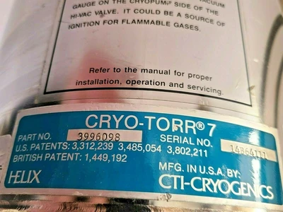 Used CTI Does Not Apply Vacuum Pumps California US | Amiron Machinery #1087674