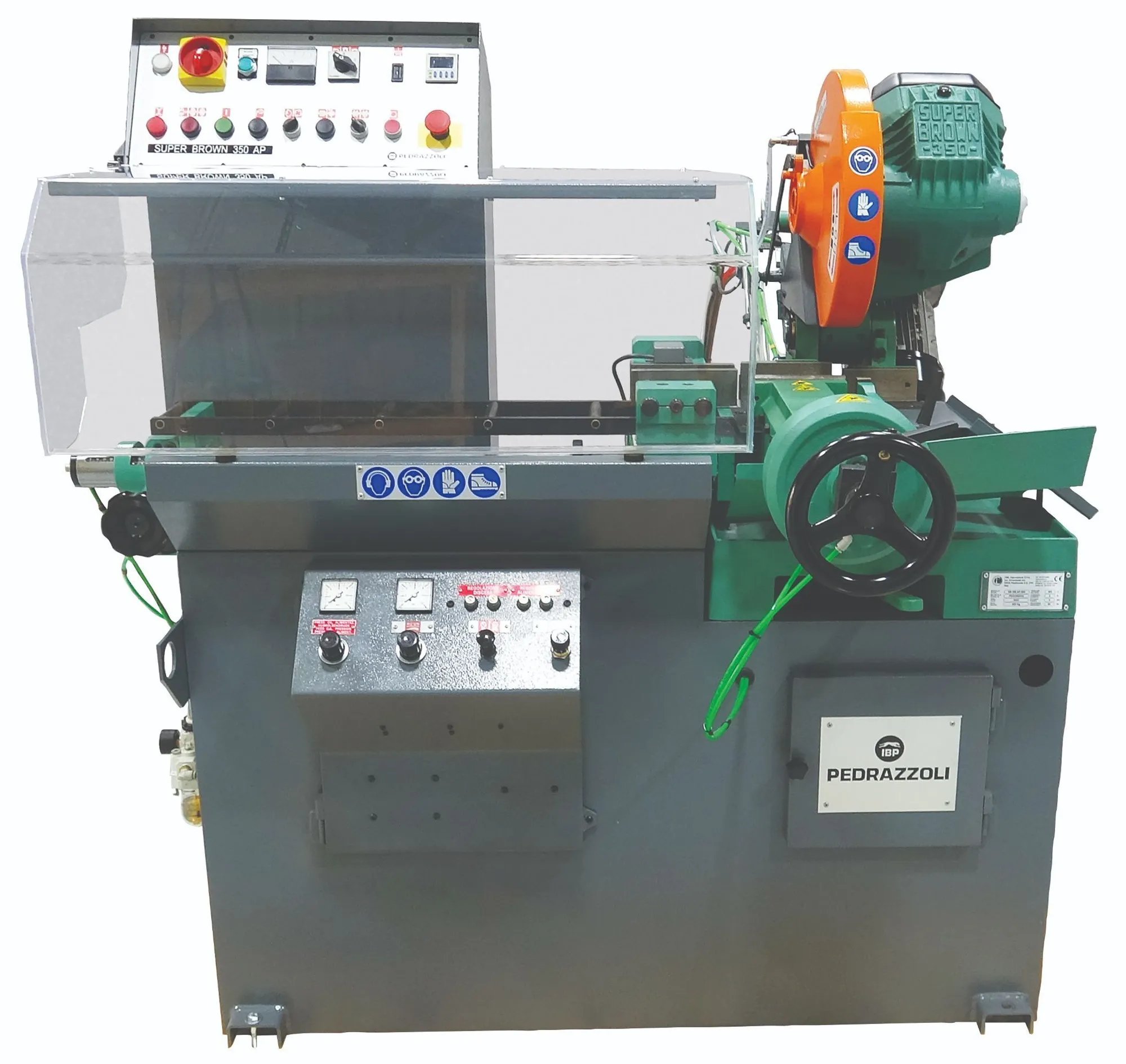NEW PEDRAZZOLI Super Brown 350 AP Semiautomatic Circular Cold Saw with Feeder & Pneumatic Vise - 480V
