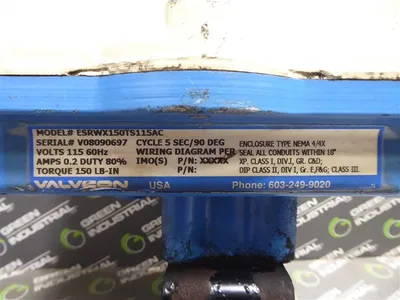 Valvcon ESRWX150TS115AC Electric Actuator Reversing Operation Duty 80% Used