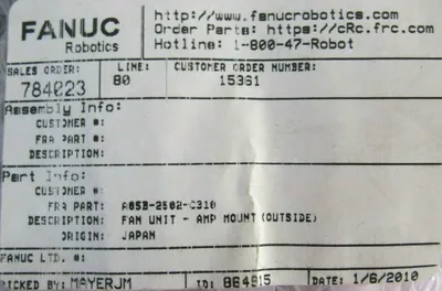 NEW FANUC A05B-2502-C310 FAN UNIT A05B2502C310