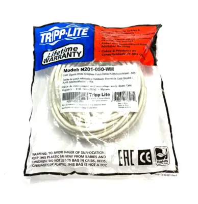 New | in-Stock Tripp Lite Cat6 Gigabit White Snagless Patch Cable Cable & Wire Michigan US | Maverick Industrial Sales #1464081