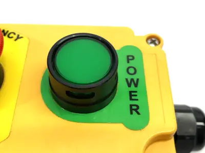 None | 2-Button Industrial Control Station, Emergency Stop, Momentary Power On/Off - Used