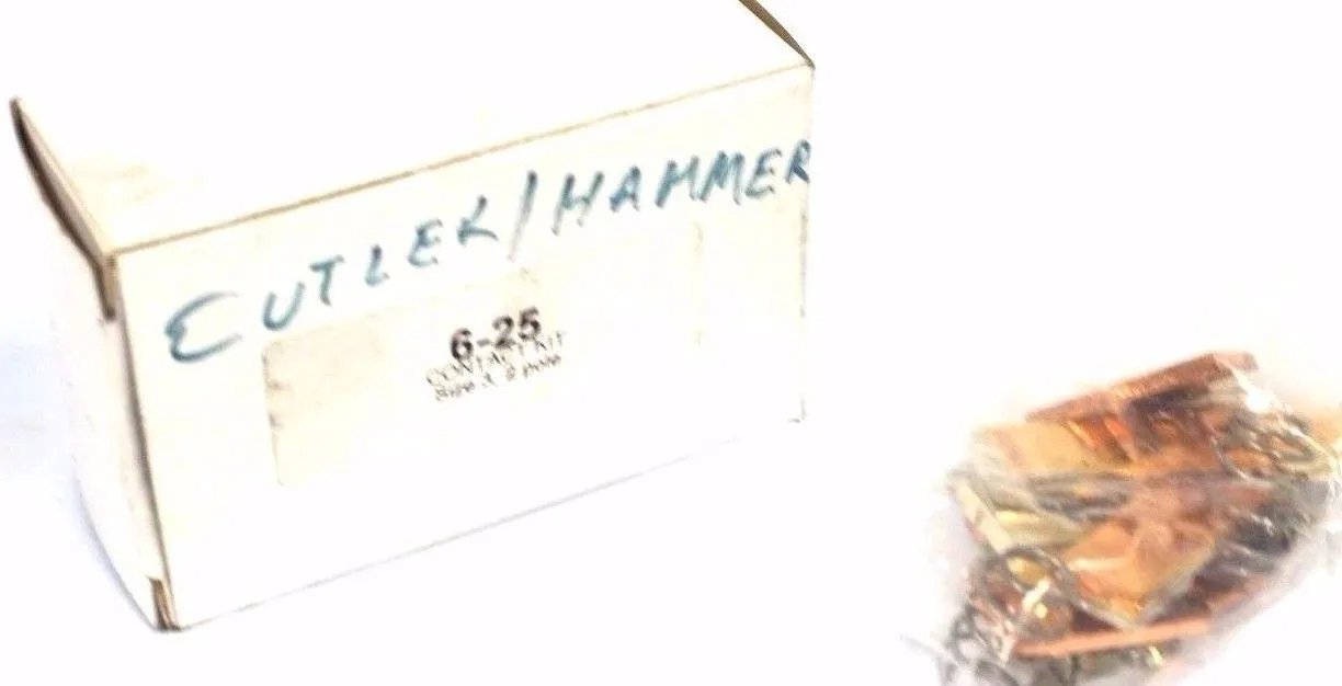 NEW CUTLER HAMMER REPLACEMENT 6-25, SIZE 3, 2 POLE CONTACT KIT 625