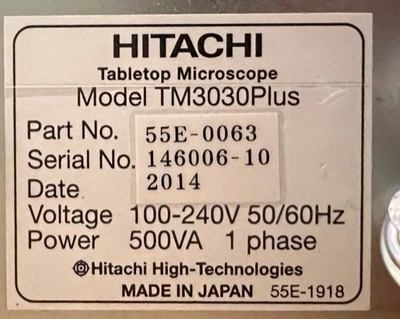 Item# L212 Hitachi TM3030PLUS Tabletop SEM