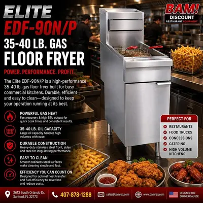 ELITE EDF-90N/P 35-40 Lb. Gas Floor Fryer