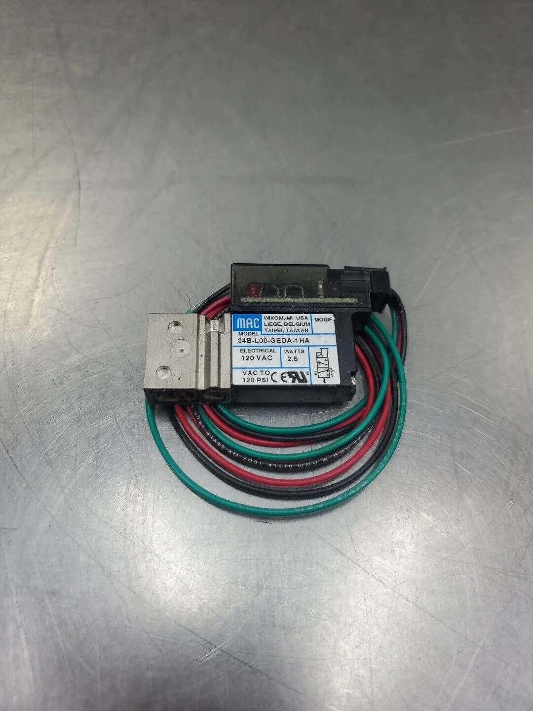 MAC 34B-L00-GEDA-1HA Solenoid Valve, 120VAC, 2.5Watts 6E-14