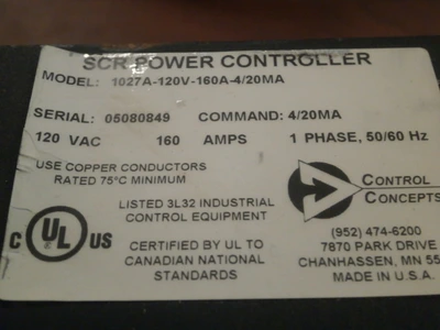 USED CONTROL CONCEPTS 1027A