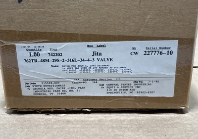 New | in-Stock Alfa Laval 762TR-48M-29S-2-316L-34-4-3 Valves/Fittings Indiana US | J&J Industrial Supply #1547831