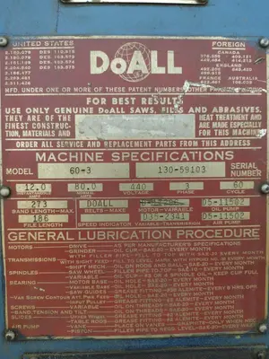 USED DOALL 60-3