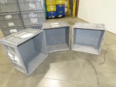 ORBIS Stakpak GRAY Stackable  Plastic Tote Container Bin 24x22x14" Lot of 24