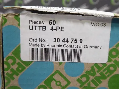 Box of 50 Phoenix Contact UTTB 4-PE Ground Modular Terminal Blocks 3044759 New NIB