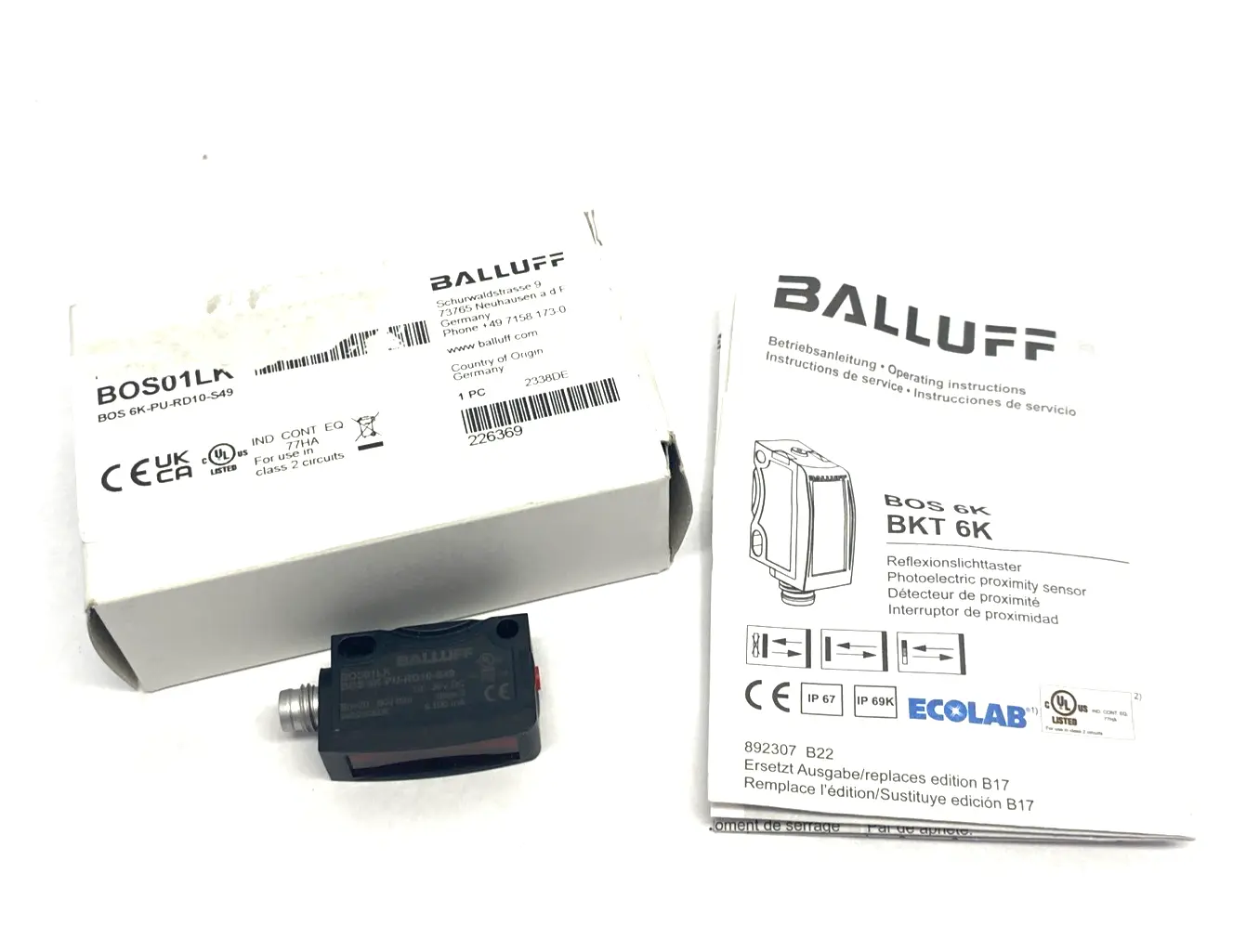 New | in-Stock Balluff Photoelectric Diffuse Sensor, (energetic) 6K, BOS 6K-PU-RD10-S49 Photoelectric Sensors Michigan US | Maverick Industrial Sales #1390545