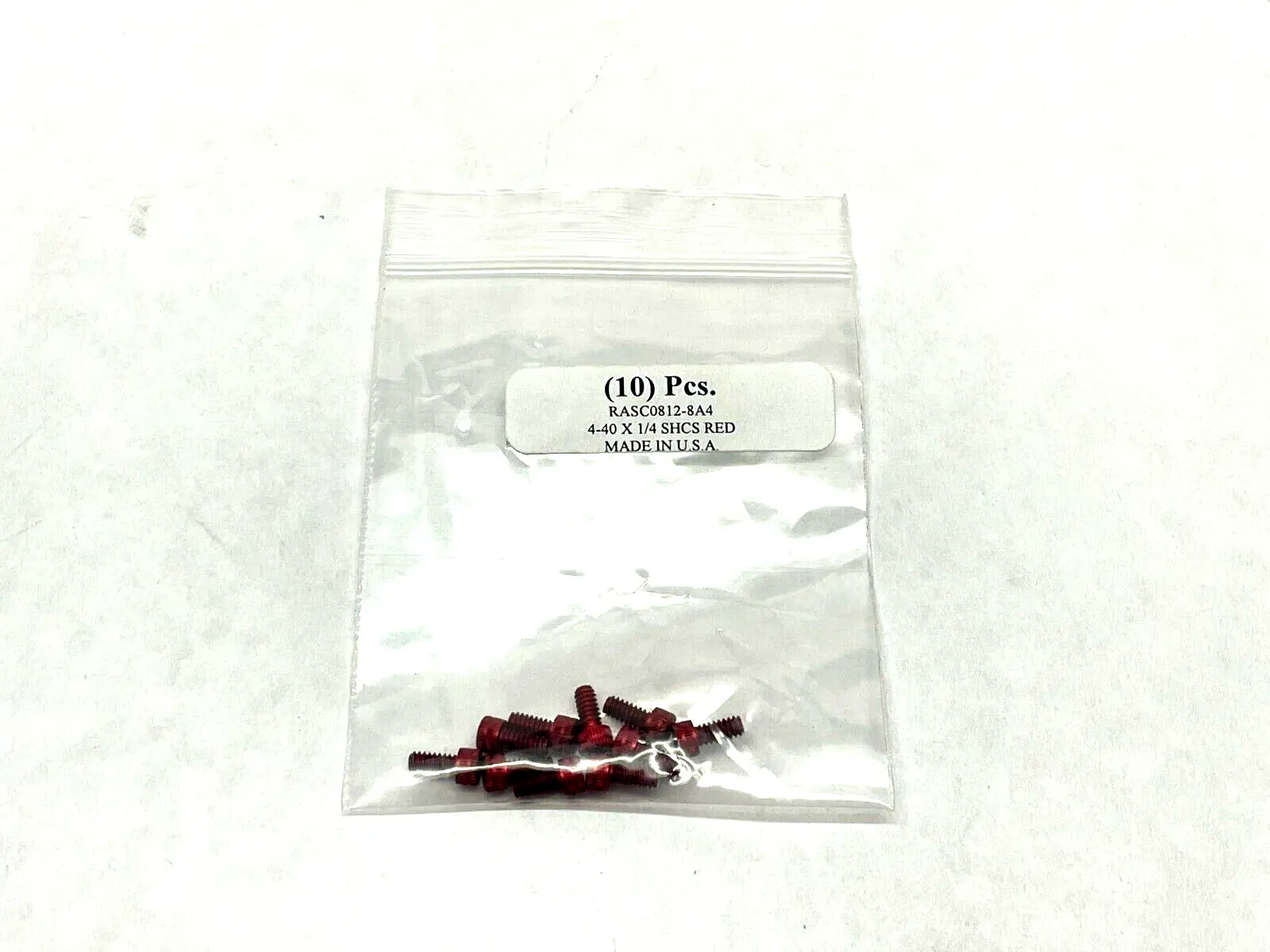 RASC0812-8A4 | 4-40 x 1/4 SHCS Red Screws PKG OF 10 - New
