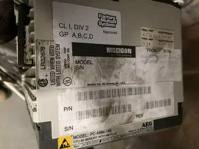 Modicon PC-A984-145 PLC CPU Module 8K Memory w/ MB Plus & 13 Various Modules