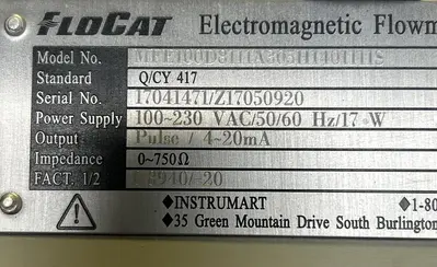 Used FLOCAT MFE100D8111A305H1401111S Flowmeters Ohio US | Surplus Asset Holdings #1225882