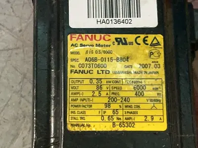 Used 2007 FANUC A06B0115B804 Motors (misc) Ohio US | HGR 24 #1290206
