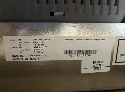 New ABB ACH550-VD-06A6-2 VFD with bypass 1.5 HP S-233