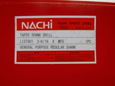 Nachi 2.5625" 2 Flute HSS Drill Morse Taper #5 Shank L601 2-9/16 x MT5 (LOC3411)