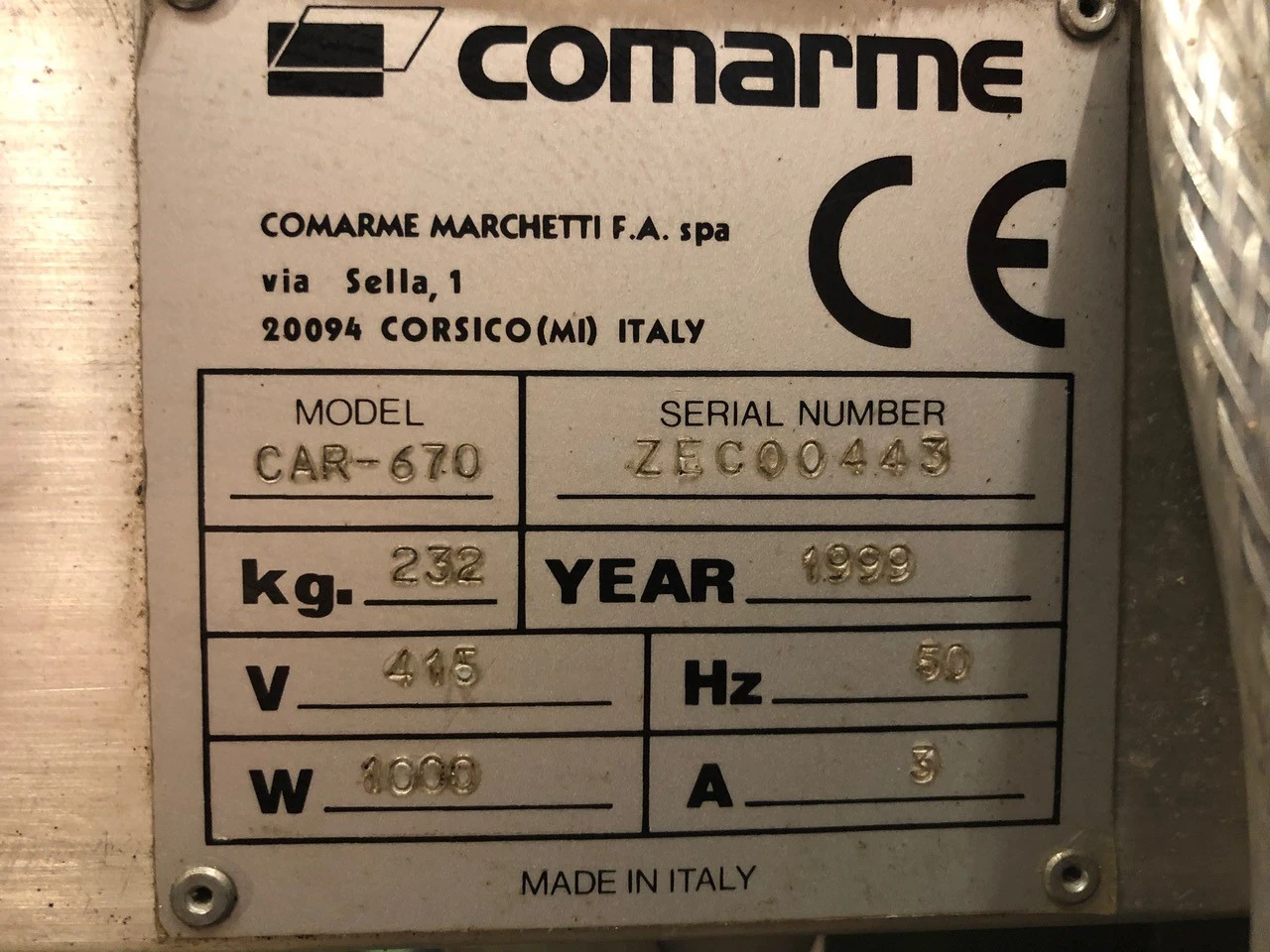 Comarme CAR 670 Automatic Carton/ Box Erector