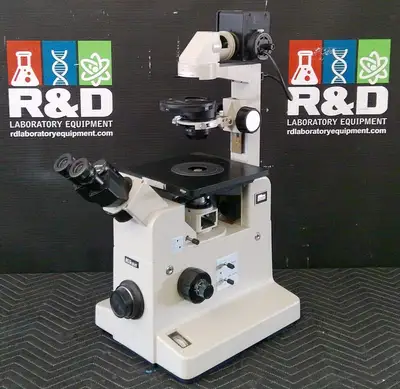 Nikon Diaphot Inverted Phase Contrast Microscope With 3 Objectives