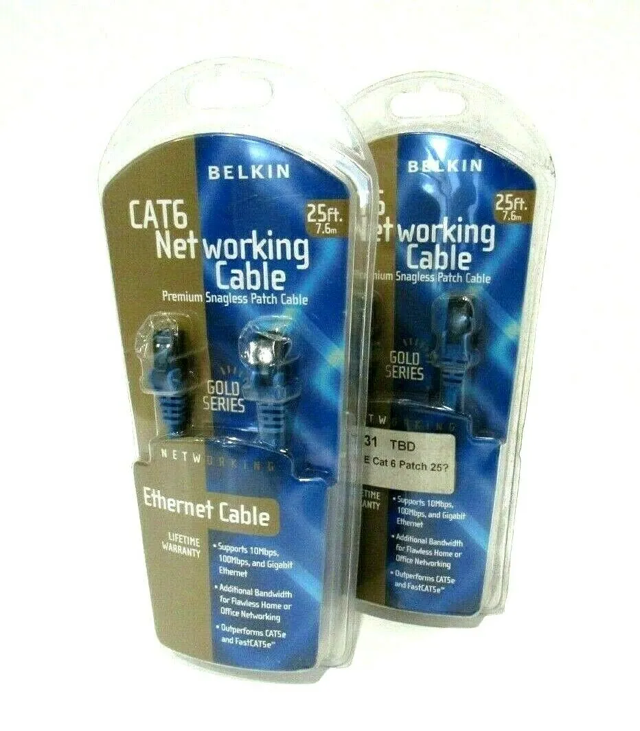 LOT OF 2 NEW BELKIN A3L980-25-BLU-S NETWORKING CABLE A3L98025BLUS