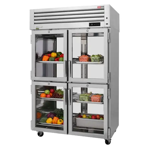 Turbo Air PRO-50-4R-GS-PT-N 51 3/4" Two Section Pass Thru Refrigerator, (4) Glass Doors, (4) Solid Doors, Left/Right Hinge, 115v
