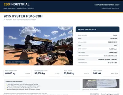 Used HYSTER RS46-33IH Reach Stackers & Container Handlers South Carolina US | ESS Industrial Equipment Sales #1405250