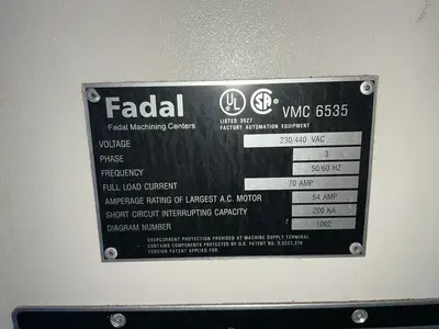 Used 2001 FADAL VMC6535 Vertical Machining Centers Ohio US | HGR 24 #1506979