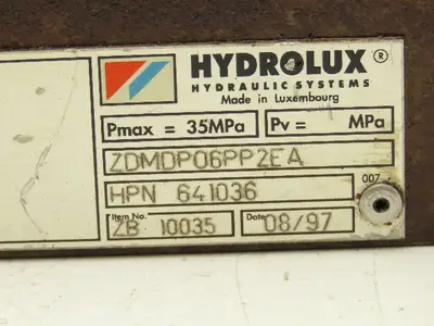 Husky Hydrolux ZDMDP06PP2EA Hydraulic Flow Control Relief Valve HPN641036