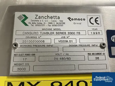 USED Zanchetta Zanchetta Canguro Bin Blender, S/S, Model 2000 FS