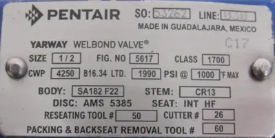 NEW YARWAY 5617 WELBOND GLOBE VALVE 1/2" 1700