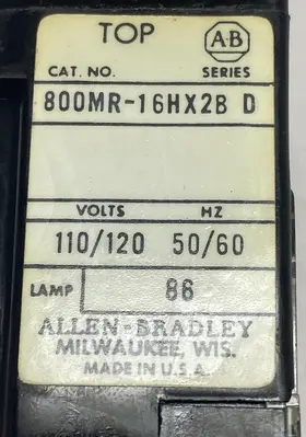 New | in-Stock ALLEN-BRADLEY 800MR-16HA2BRA Miscellaneous Equipment (Electrical & Power) | Surplus Asset Holdings #1189573