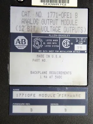 Allen Bradley 1771-OFE1 PLC-5 Analog Output Module Series B F/W Rev. B Used