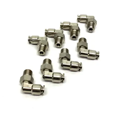 None | Stainless Steel Swivel Snap-Connect Elbow Fitting 4mm OD 1/8" Thread LOT OF 8 - New Other