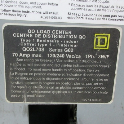 Square D 70 Amp Load Center