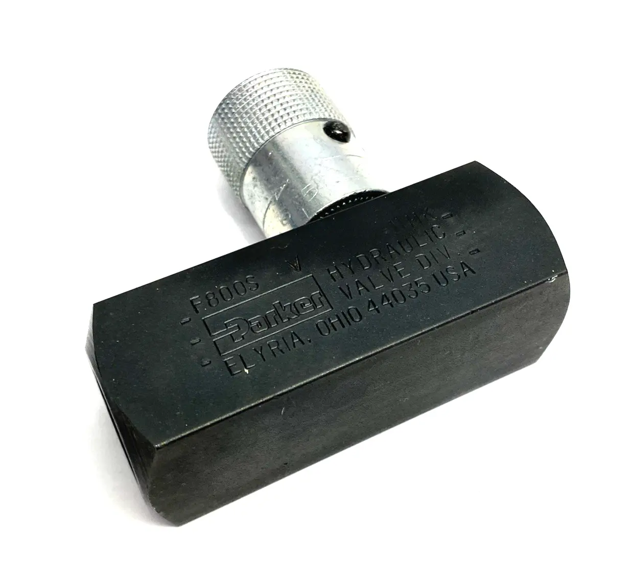 | Parker F800S-V Colorflow In-Line Flow Control Valve, 1/2" NPTF Connection - New – Open box