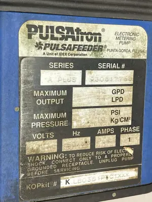 Used PULSATRON KLB0361PXC1XXX Pumps (Metering) Ohio US | Surplus Asset Holdings #1547652