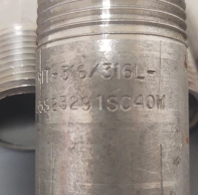 🔥(QTY 5) Merit 316 Stainless Steel Sch 40 1"x 3" Pipe Nipple  NPT