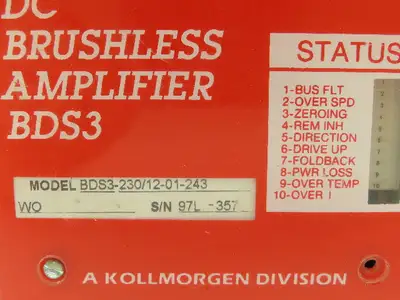 Kollmorgen BDS3-230/12-01-243-W/O  DC Brushless Servo Amplifier Drive