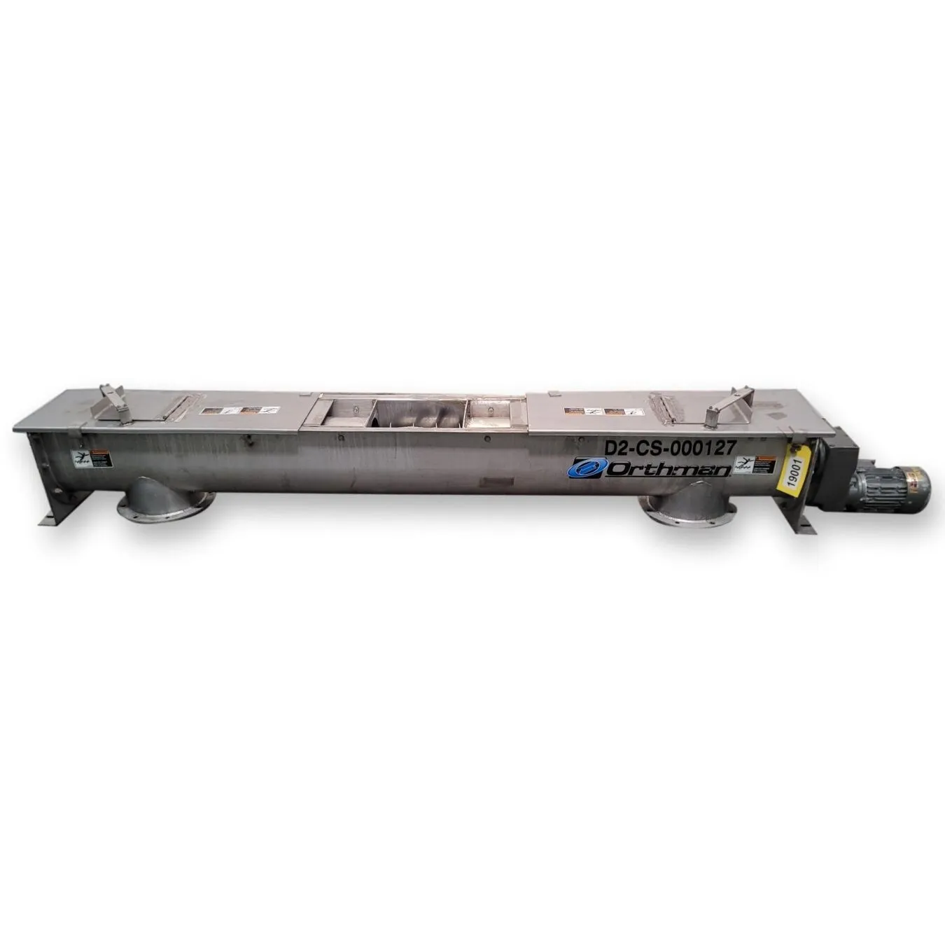 Used 9" dia. Orthman Stainless Steel Screw Feeder Conveyor - Center Feed