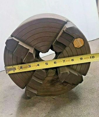 10" Diameter 4 Jaw Lathe Chuck Burnerd 1562-52601 Through Hole 2-1/8