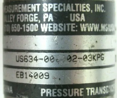 USED MSI US634-000002-03KPG PRESSURE TRANSDUCER US63400000203KPG