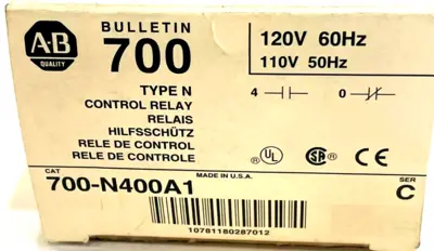 ALLEN BRADLEY 700-N400A1 CONTROL RELAY SER. C 700N400A1 NEW, SURPLUS
