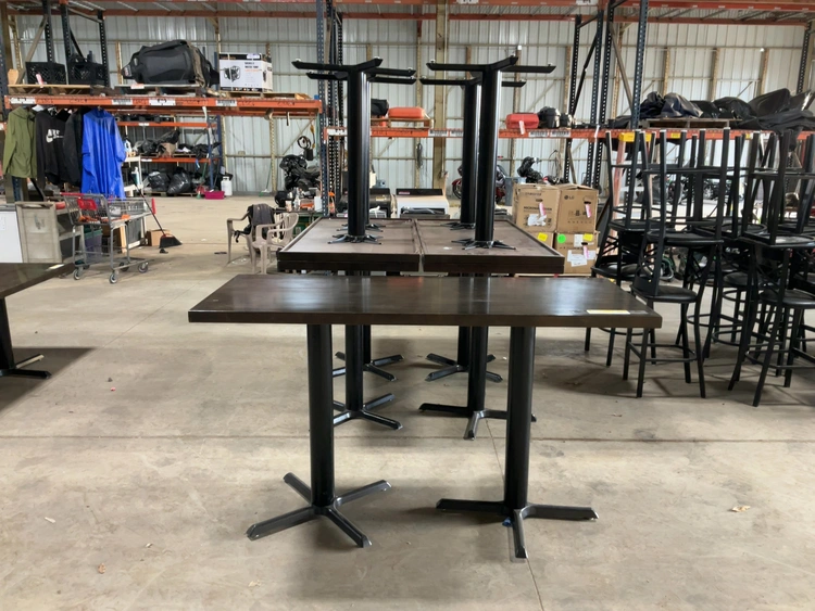 Used LOT OF (5) BARTOP TABLES WITH WOODED TOPS AND METAL LEGS Preparation Tables Michigan US | Miedema Asset Management Group #1761567