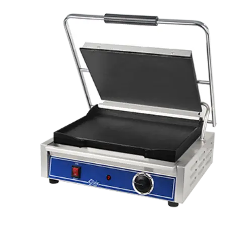 Globe GSG1410 Single Commercial Panini Press w/ Cast Iron Smooth Plates, 120v